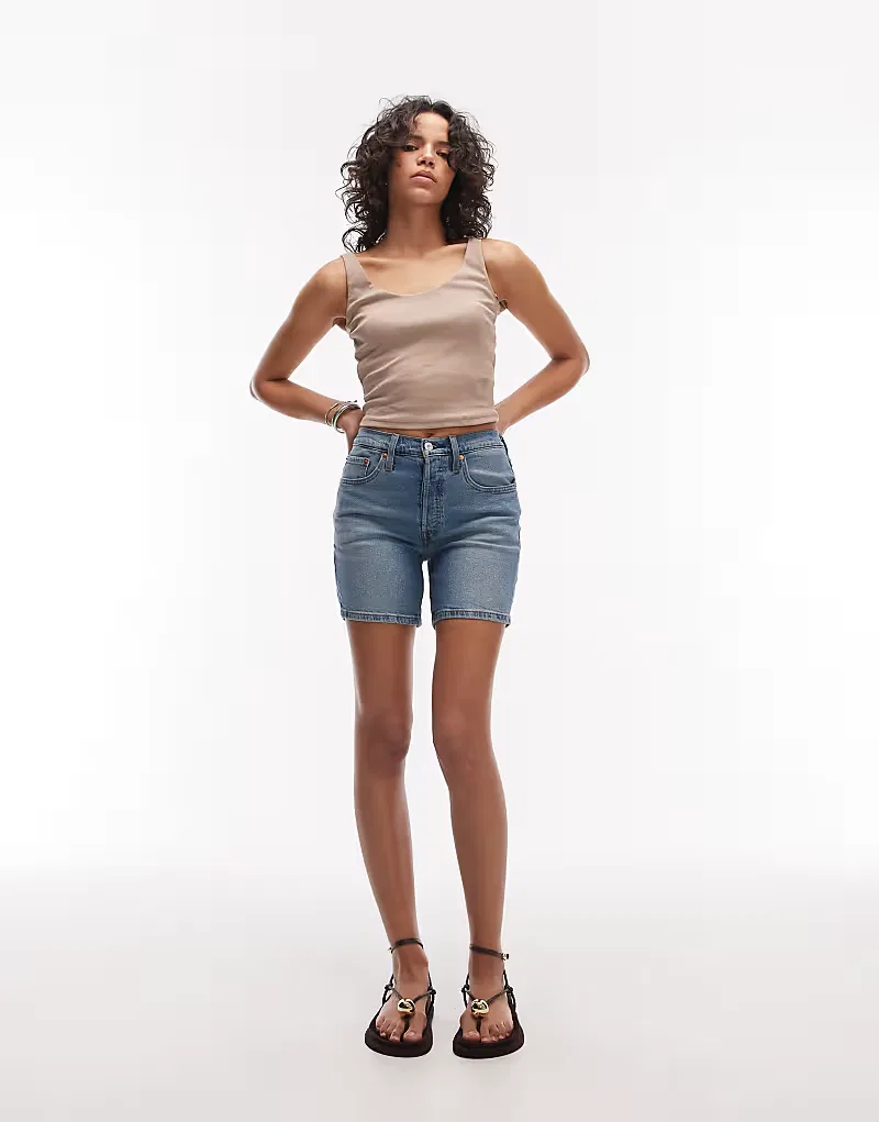 Джинсовые шорты Levi's 501 средней длины, синий — фото 4