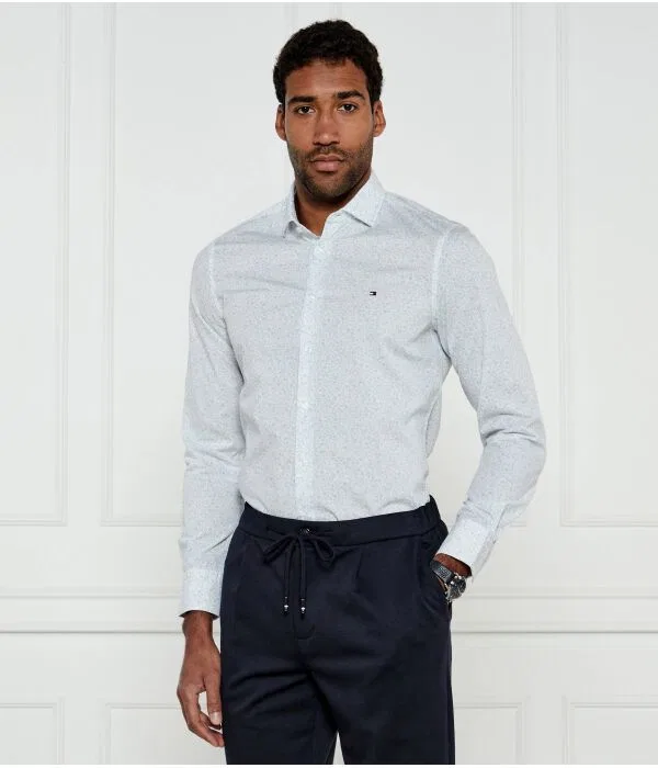 Мужская рубашка с принтом Floral Slim Fit Tommy Hilfiger, белый