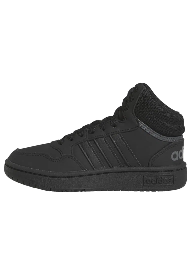 Детские кроссовки для мальчиков и девочек с поддержкой Hoops 3.0 Mid K Adidas, Core Black Core Black Grey Six