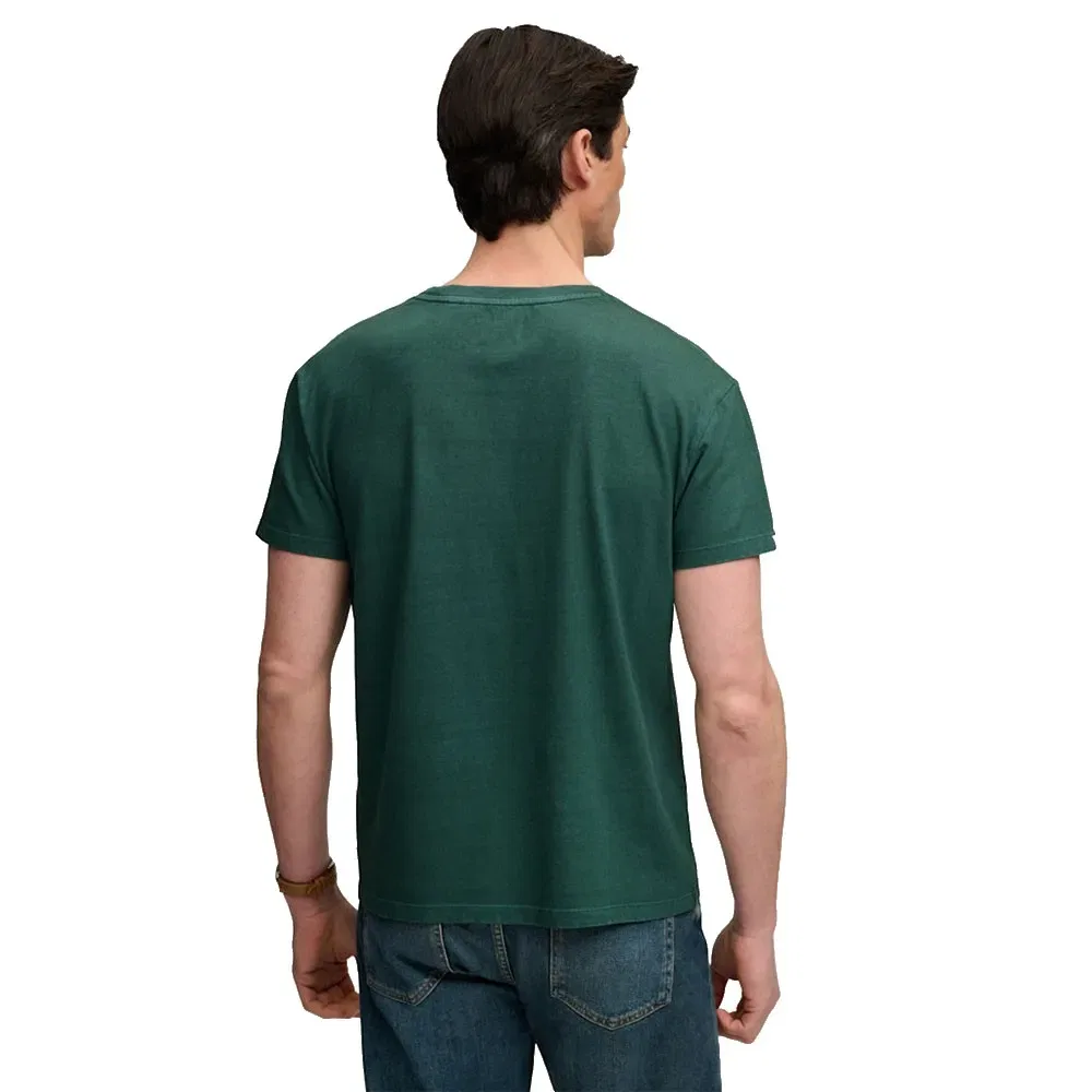 Мужская футболка с нагрудным карманом Superdry Cotton Classic Linen Pocket, Green — фото 2