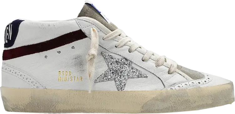 Кроссовки Golden Goose Wmns Mid Star White Silver Glitter, белый