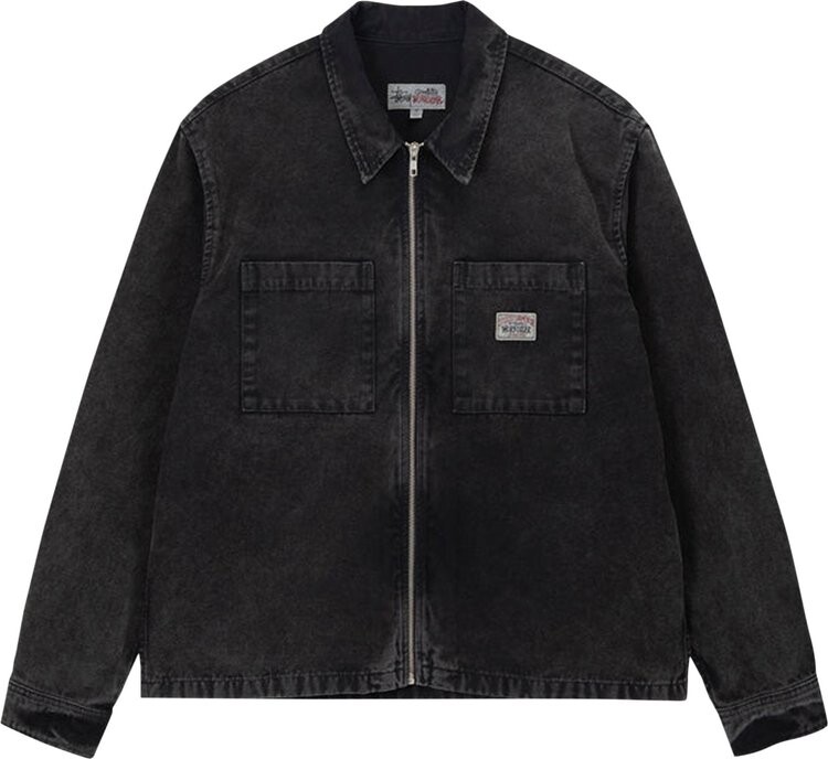 

Рубашка Stussy Washed Canvas Zip Shirt 'Black', черный