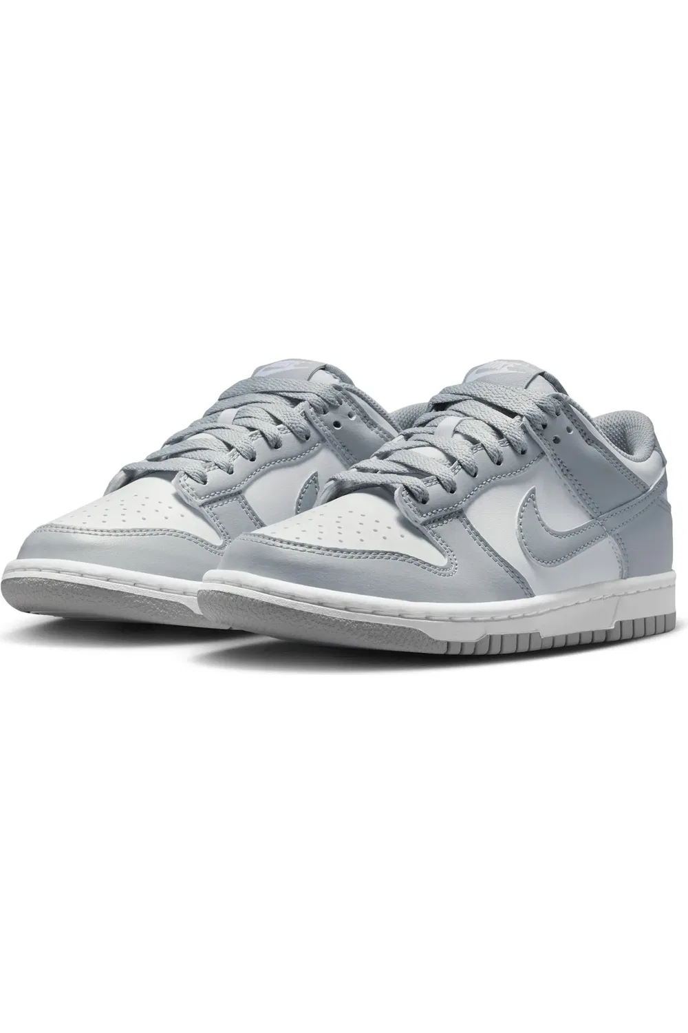 Детские кроссовки баскетбольные Dunk Low Nike, белый/белый/светло-серый — фото 2