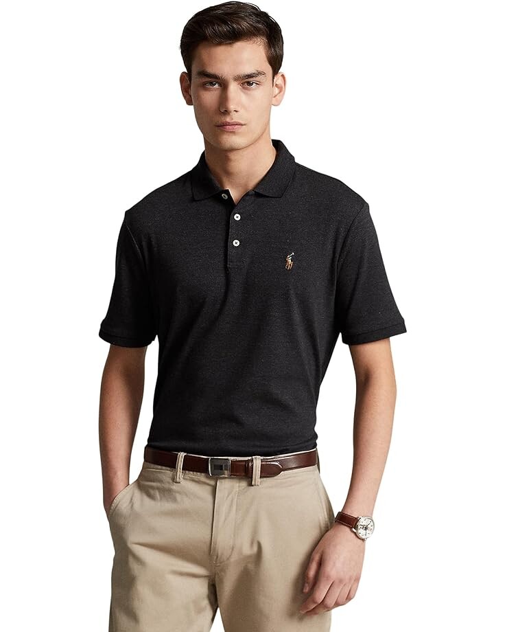 

Поло Polo Ralph Lauren Classic Fit Soft Cotton Shirt, цвет Black Marl Heather