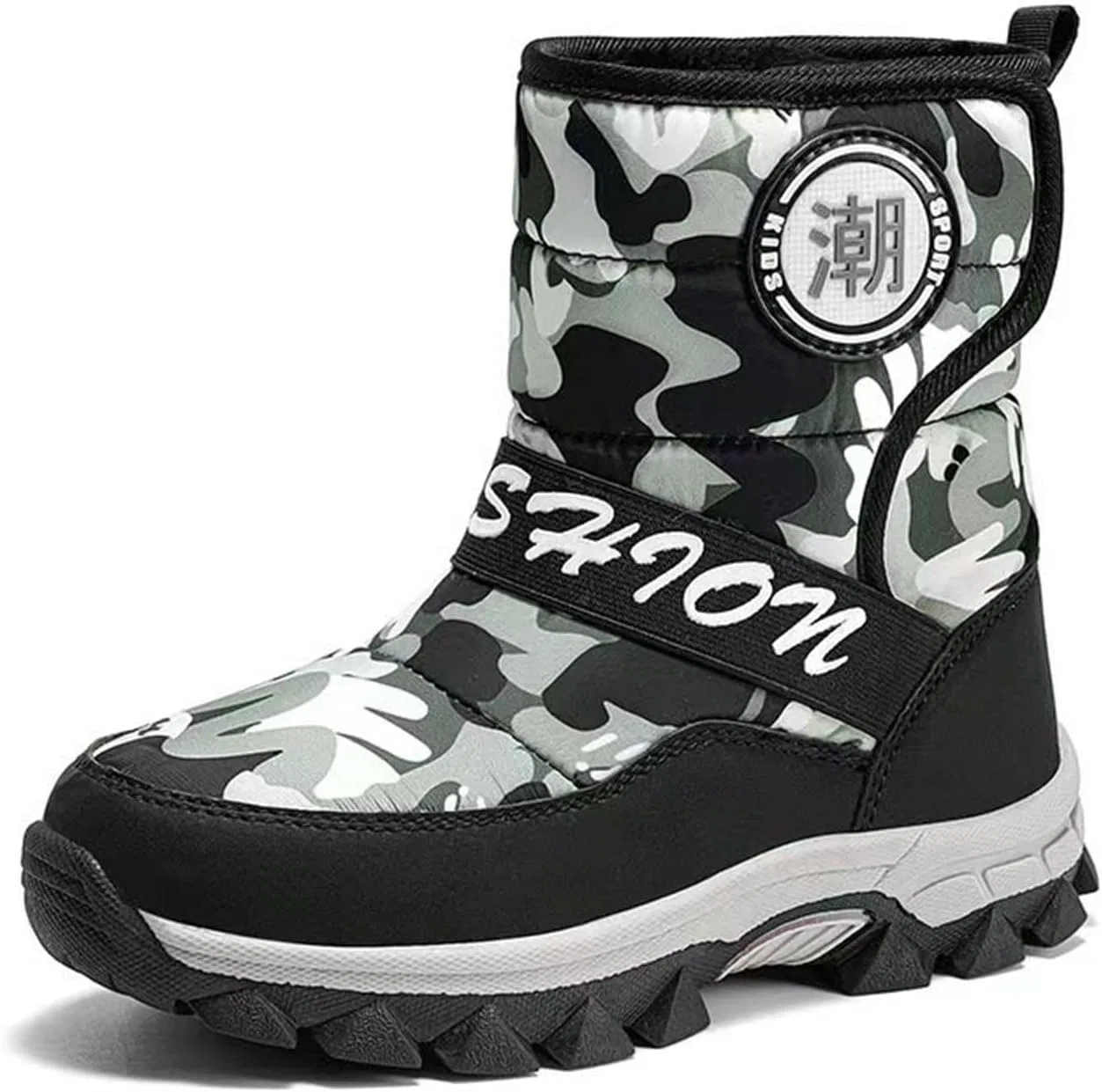 Детские зимние ботинки с принтом камуфляж Boys Camouflage Snow Boots, Black — фото 2