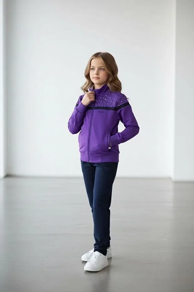 Детский спортивный комплект для девочек с принтом Piyera, Lilac — фото 2
