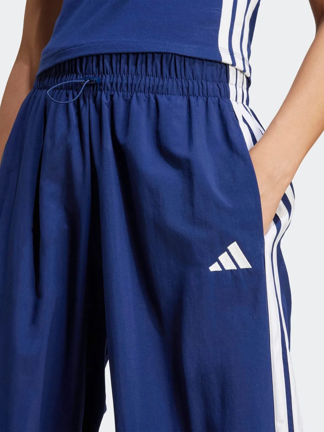 Парашютные штаны, свободная посадка adidas, синие — фото 4