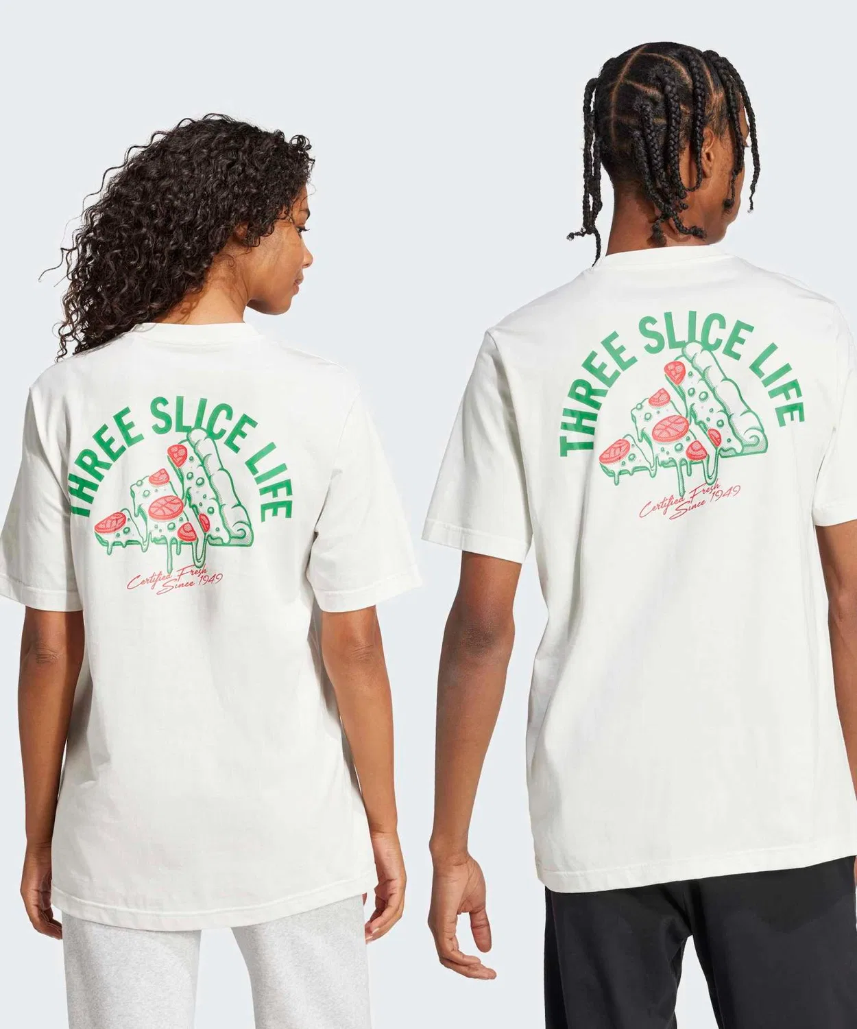 Мужская футболка с принтом пиццы Lounge Pizza Graphic Adidas, Off White — фото 2
