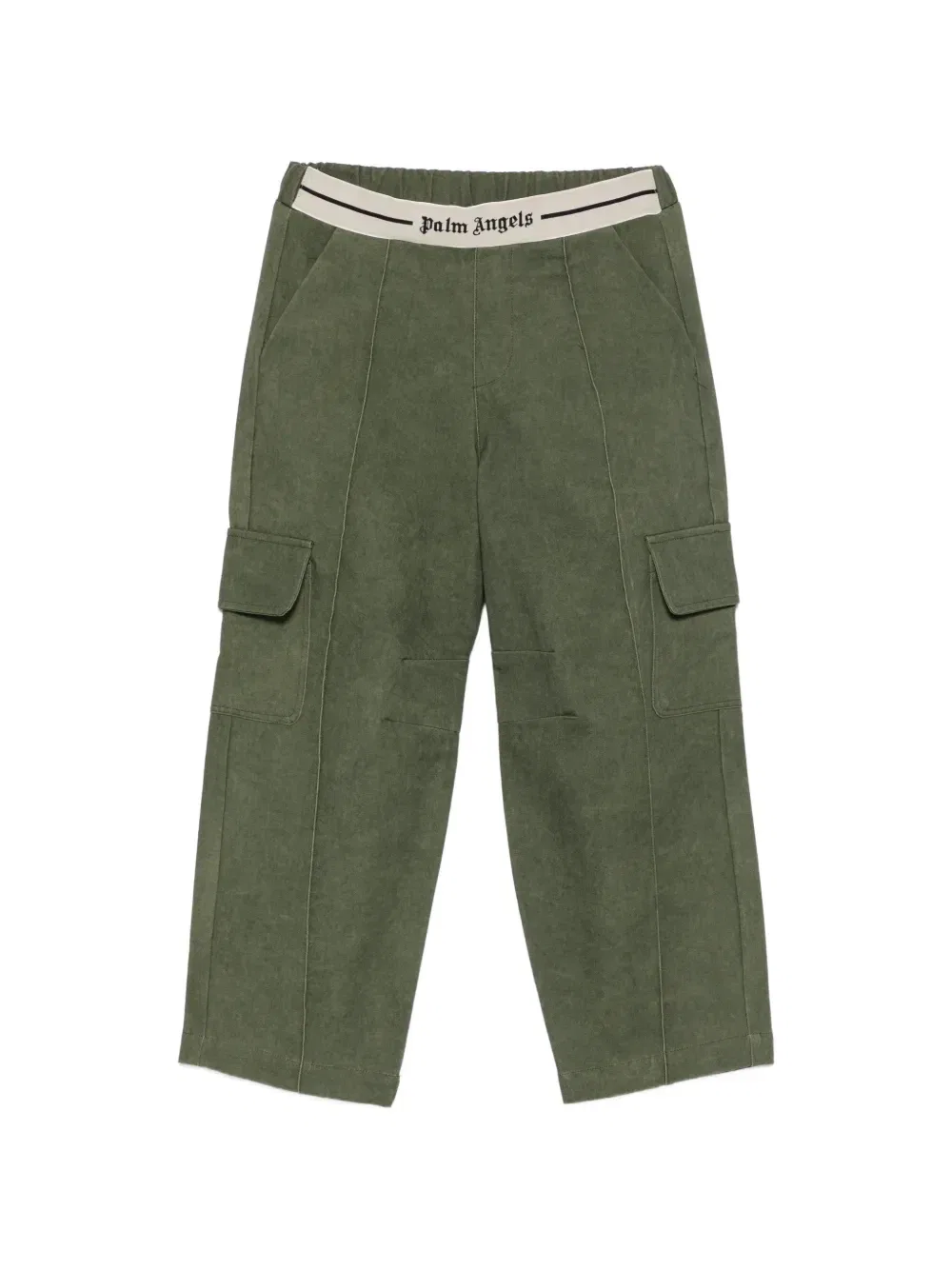 Грузовые брюки с логотипом на поясе Palm Angels Kids, зеленый
