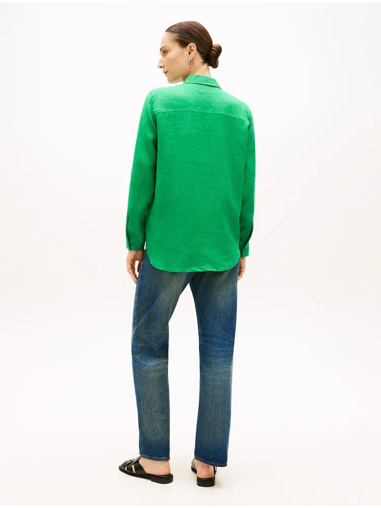 Рубашка из льна TOMMY HILFIGER, Yellow Green — фото 3