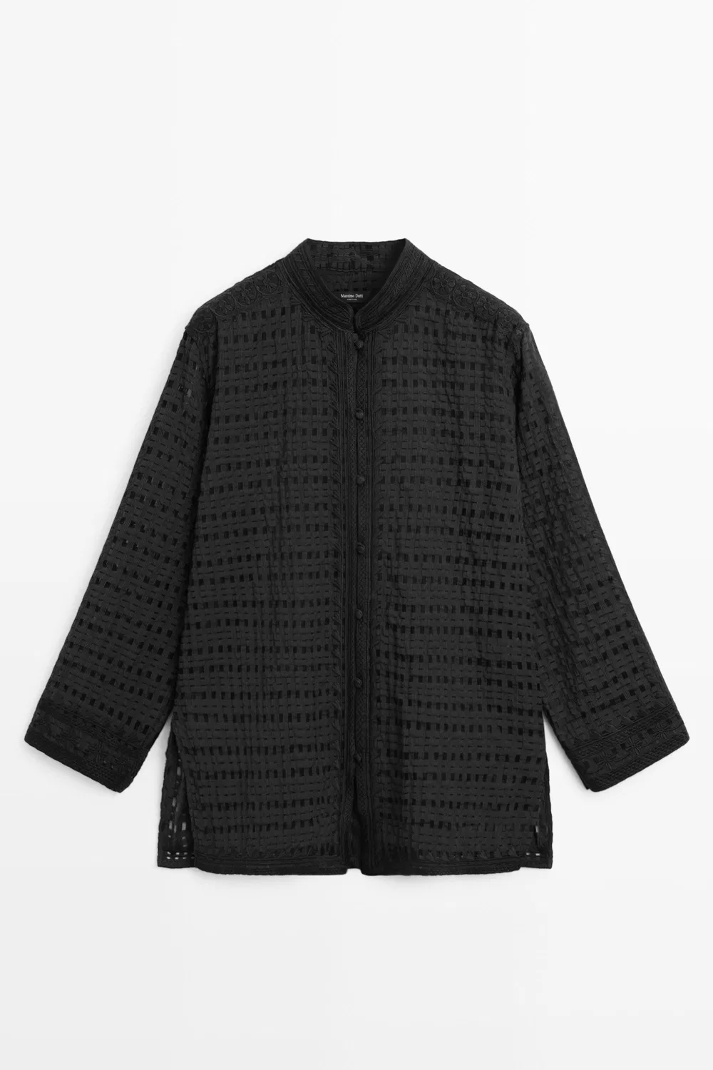 Рубашка Massimo Dutti Flowing Embroidered, черный — фото 2