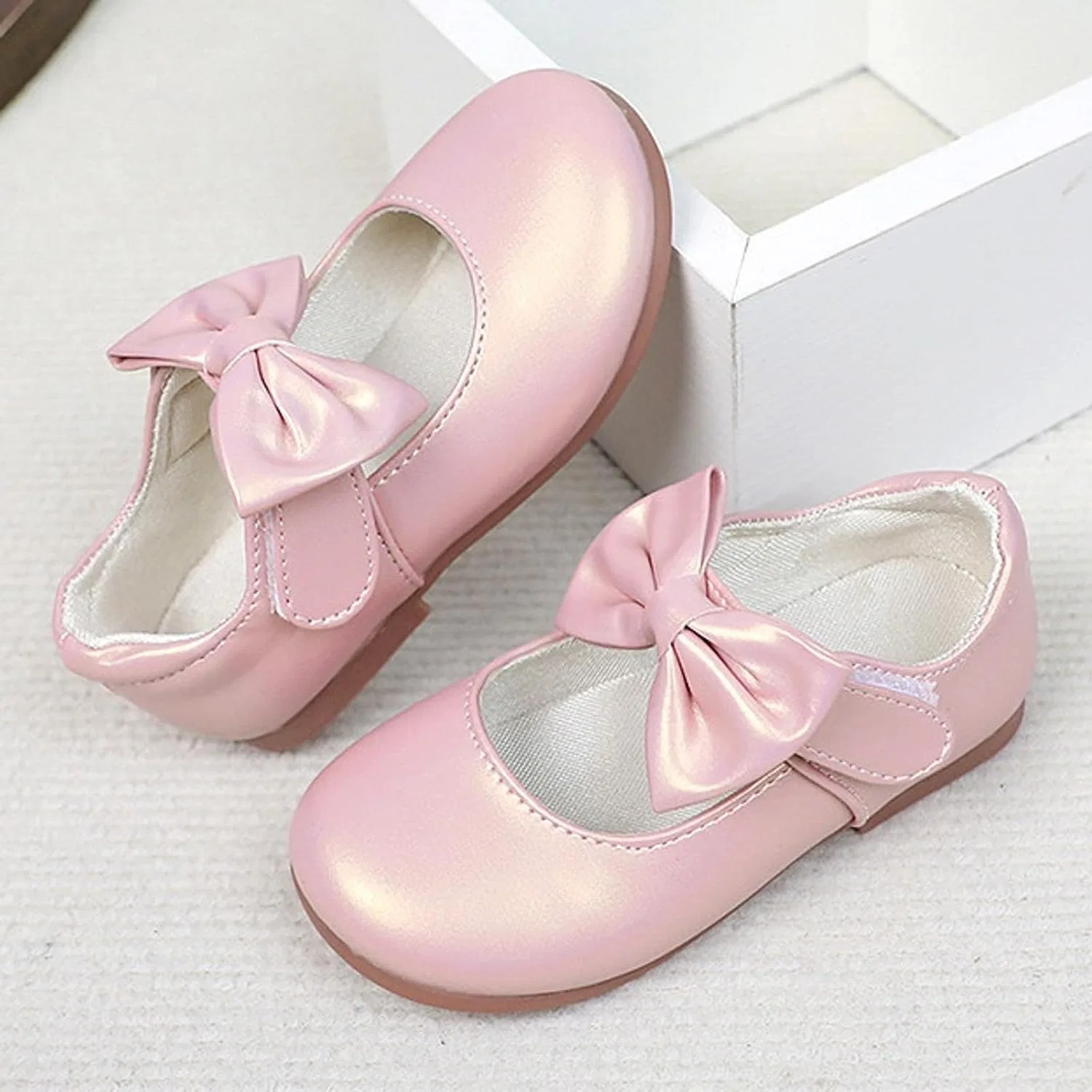 Детские балетки для девочек с бантом, модель Mary Jane Ballet Flats, Pink — фото 2