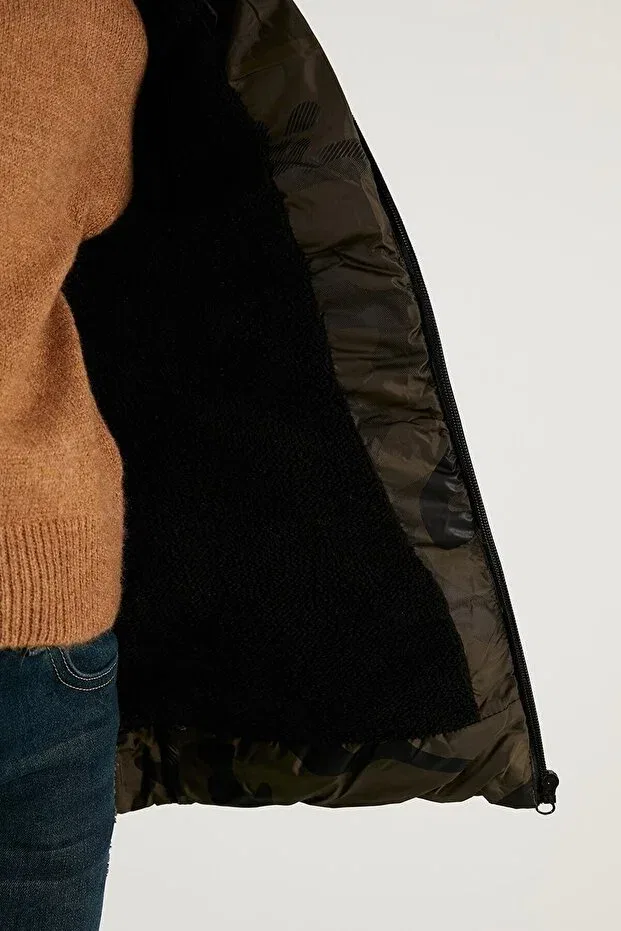 Детское зимнее пальто-пуховик для девочек Camouflage Lifeformoda, Dark Green — фото 4