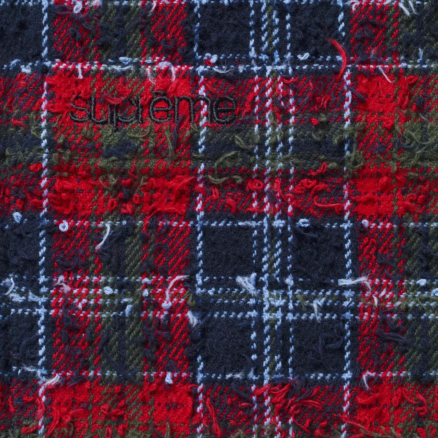 Рубашка с принтом в клетку Supreme Frayed Textured Plaid, Navy — фото 2