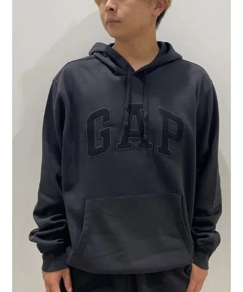 Женский унисекс худи с длинным рукавом на флисе, с логотипом GAP, Black — фото 4
