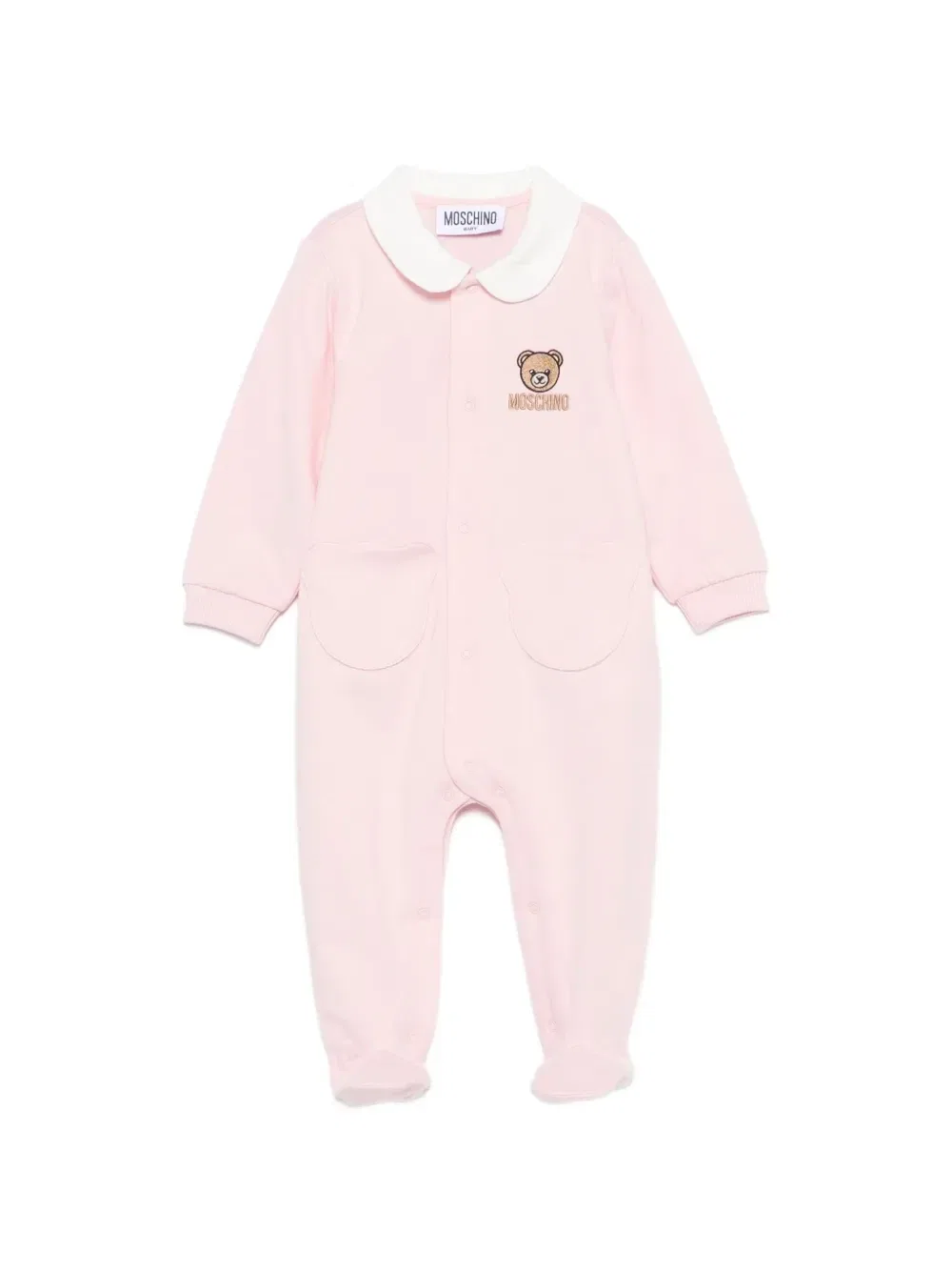 Пижама с вышивкой Тедди и воротником Питер Пэн Moschino Kids, розовый