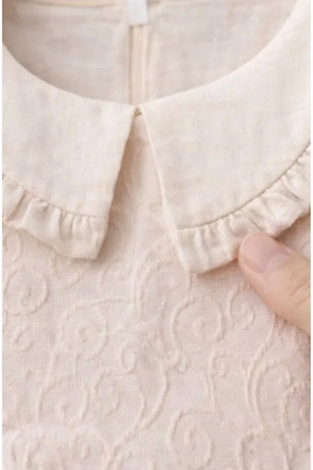 Детское платье для девочек хлопковое Ruffled peter pan collar Baby Corner, Beige — фото 2