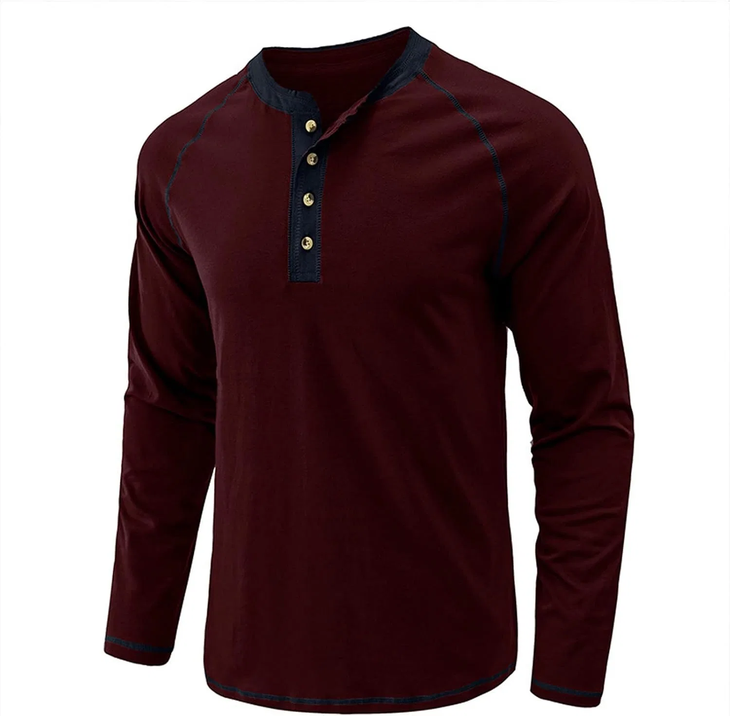 Мужская легкая толстовка с четвертью пуговиц, Slim Fit, Wine — фото 3