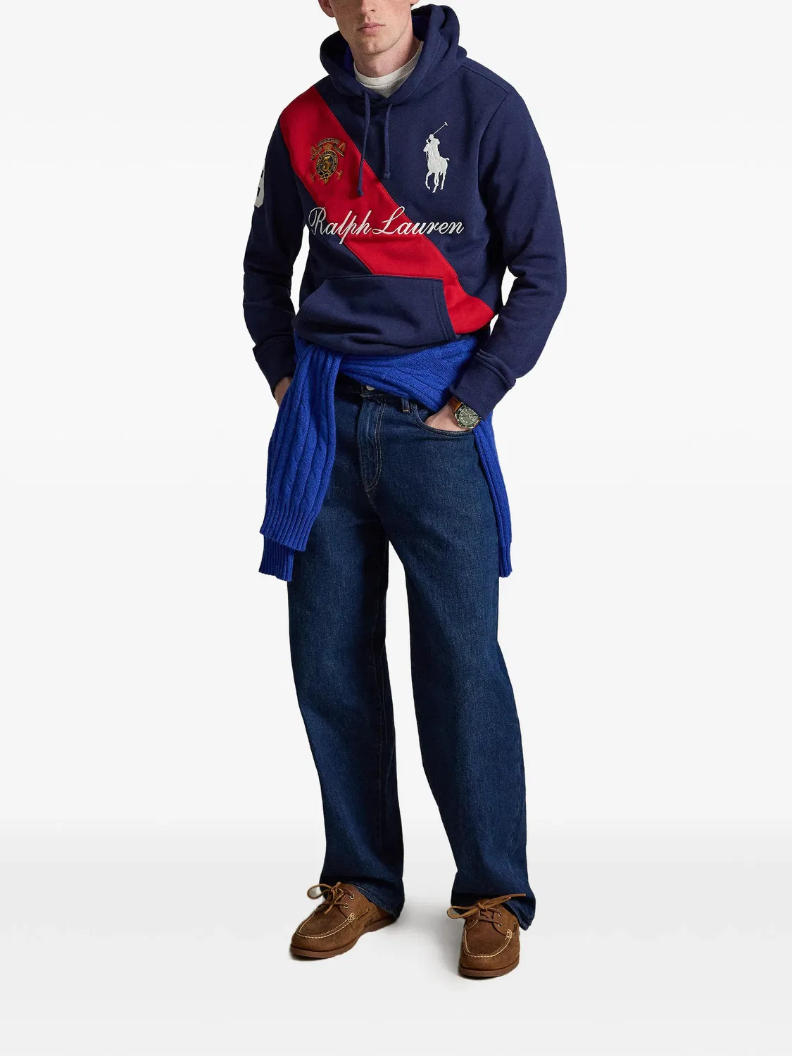 Худи с вышитым логотипом синего цвета Polo Ralph Lauren, синий — фото 2