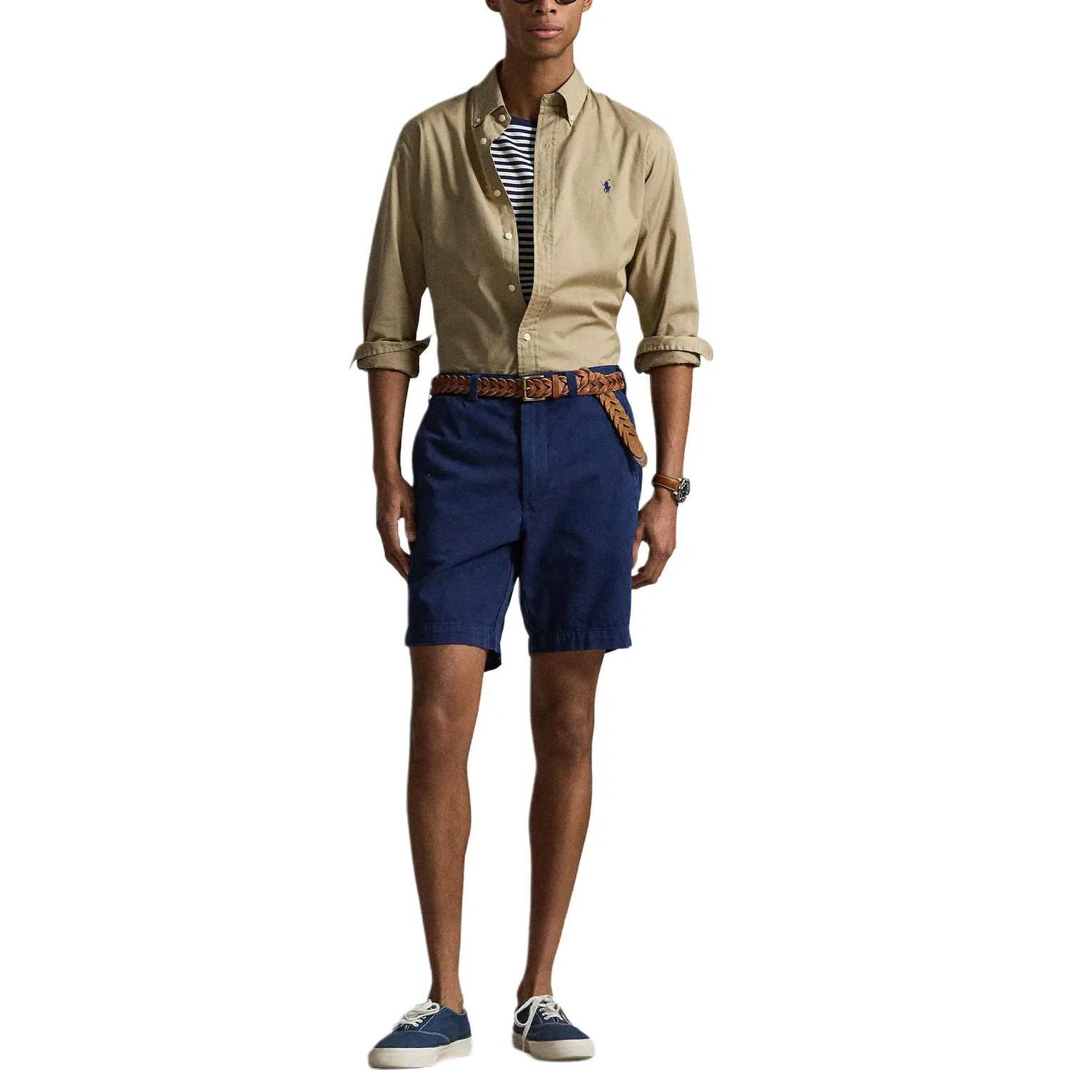Мужская рубашка поло с коротким рукавом, Slim Fit, Polo Ralph Lauren, Beige — фото 3