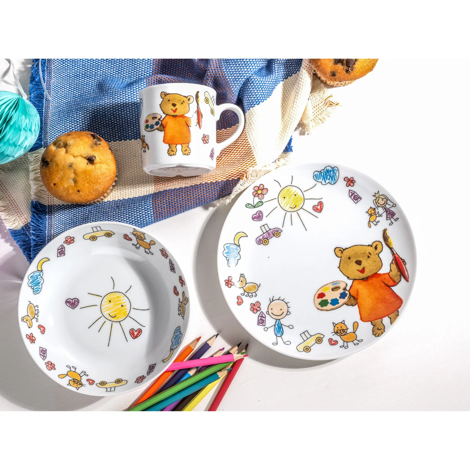 Детский набор посуды 3 предмета Teddy CreaTable, Белый — фото 3