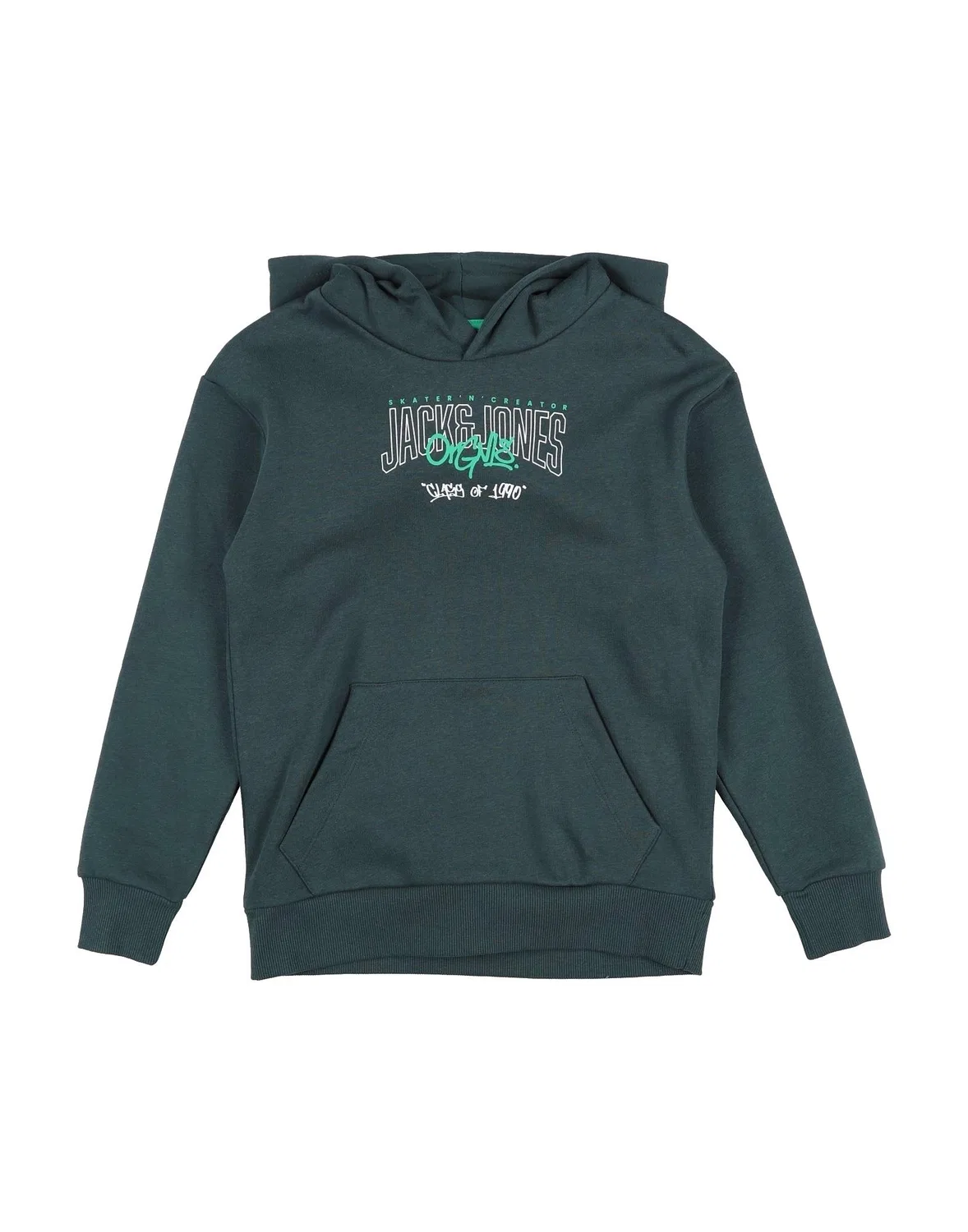 Детское худи с принтом Jack & Jones, темно-зеленый