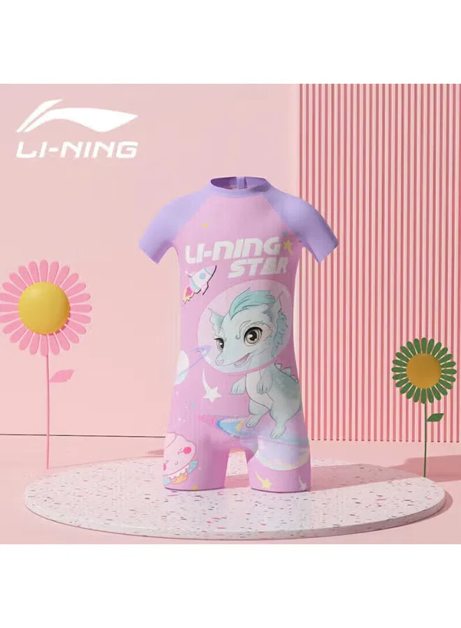 Купальник детский с принтом с очками и шапочкой 906 Li-Ning, розовый — фото 2