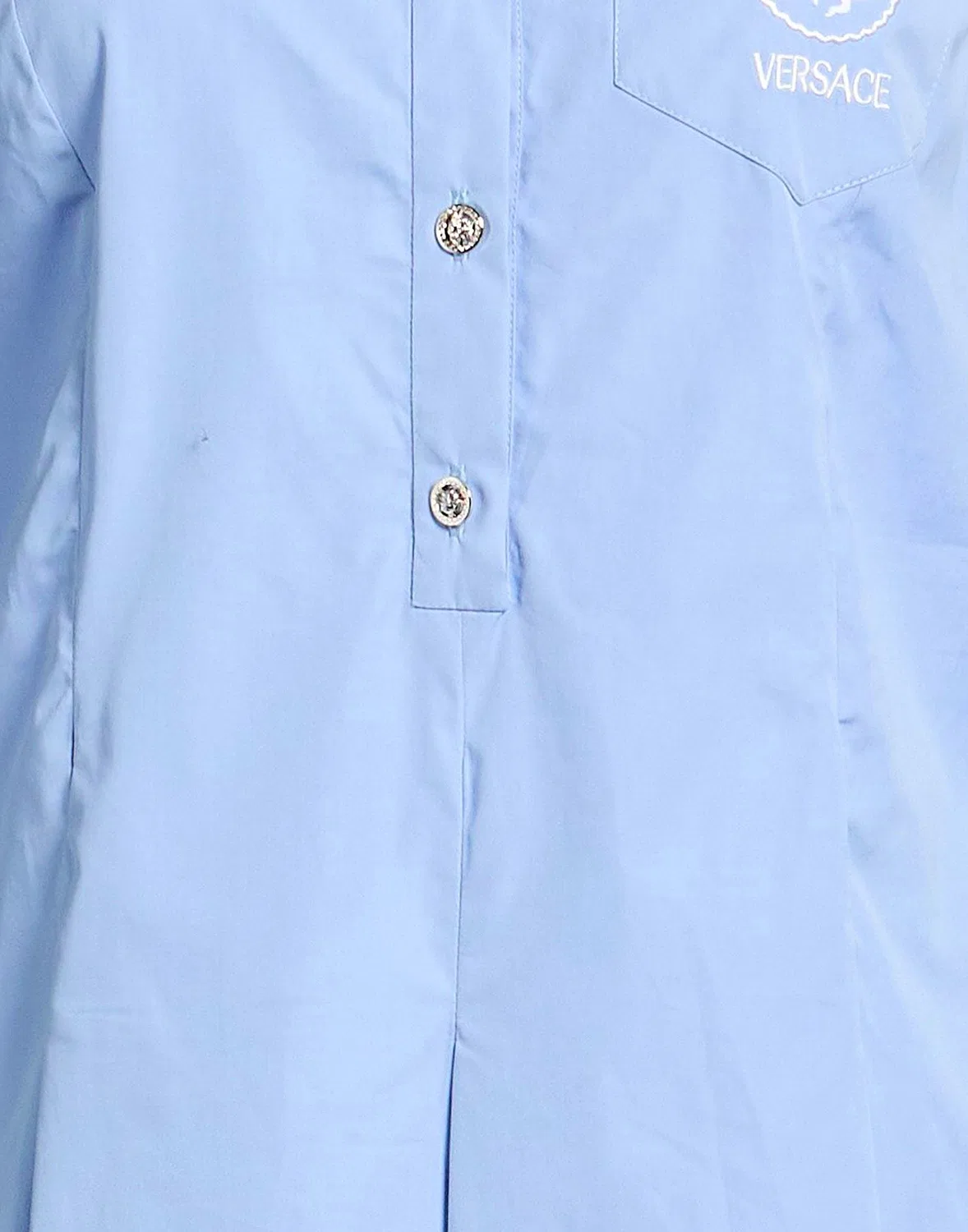 Женское платье-рубашка хлопковое Light Blue Versace, светло-синий — фото 4