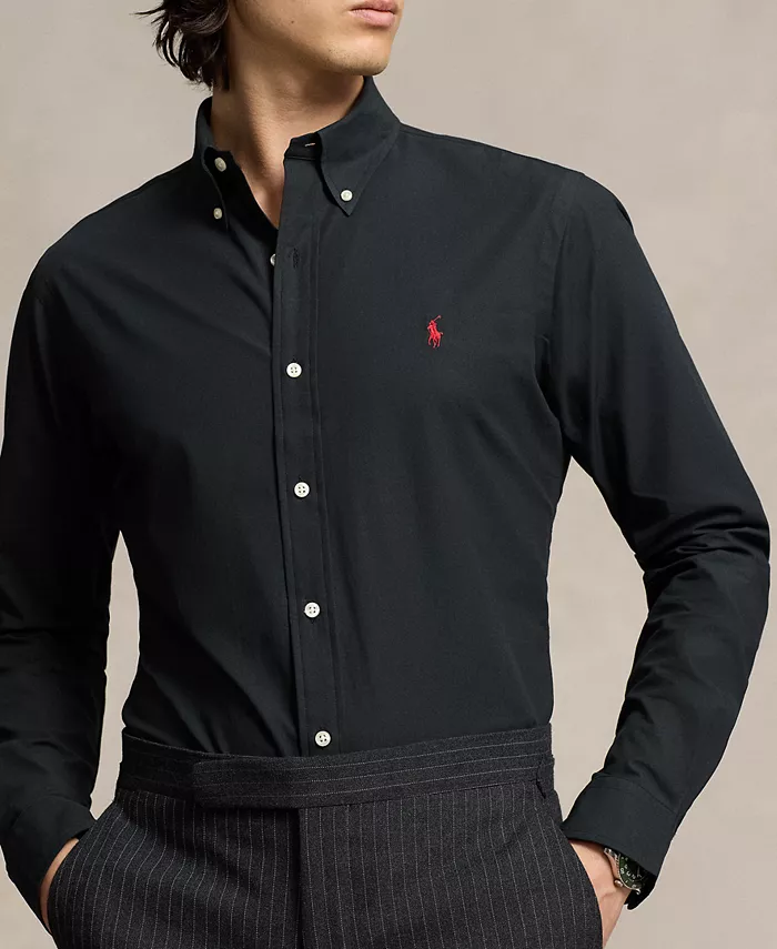 Мужская классическая рубашка из стретч-поплина Polo Ralph Lauren, черный — фото 3