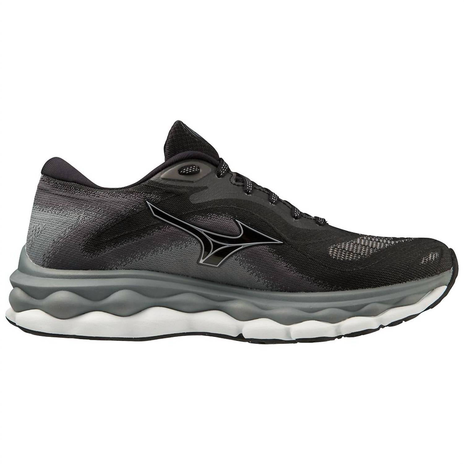 Женские кроссовки Wave Sky 7 в черно-серебристом цвете MIZUNO