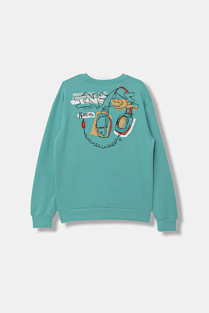 Толстовка с принтом United Colors of Benetton, бирюзовый — фото 2