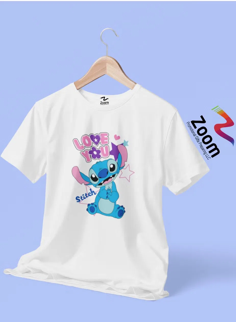 Футболка с принтом Love you stitch star для детей Zoom, белый