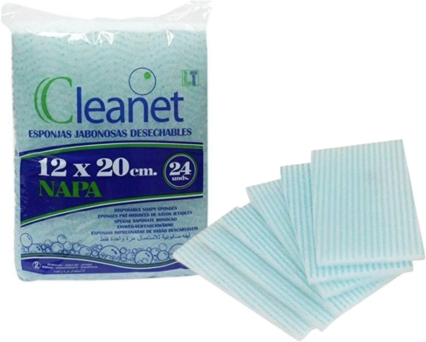 Диспоузерная губка Cleanet из наппы, 10 штук, 12x20 см, 90 г, Lightblue Suministros Anser