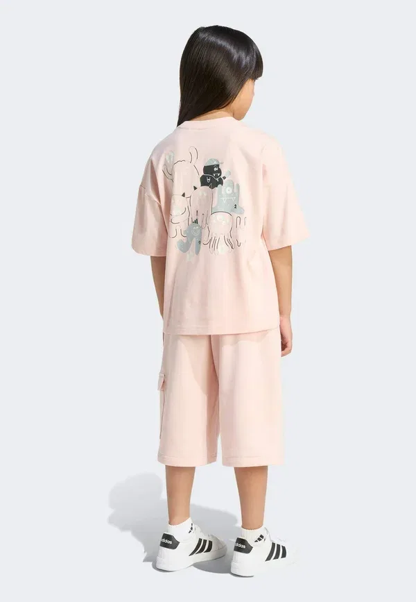 Комплект - спортивные штаны Adidas Sportswear, белый/розовый — фото 2