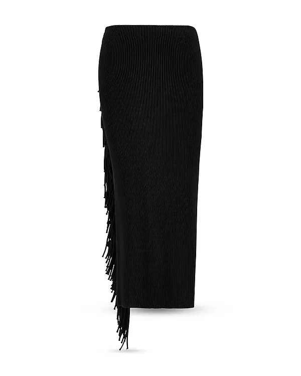 Женская юбка с бахромой Emporio Armani, Solid Black — фото 3