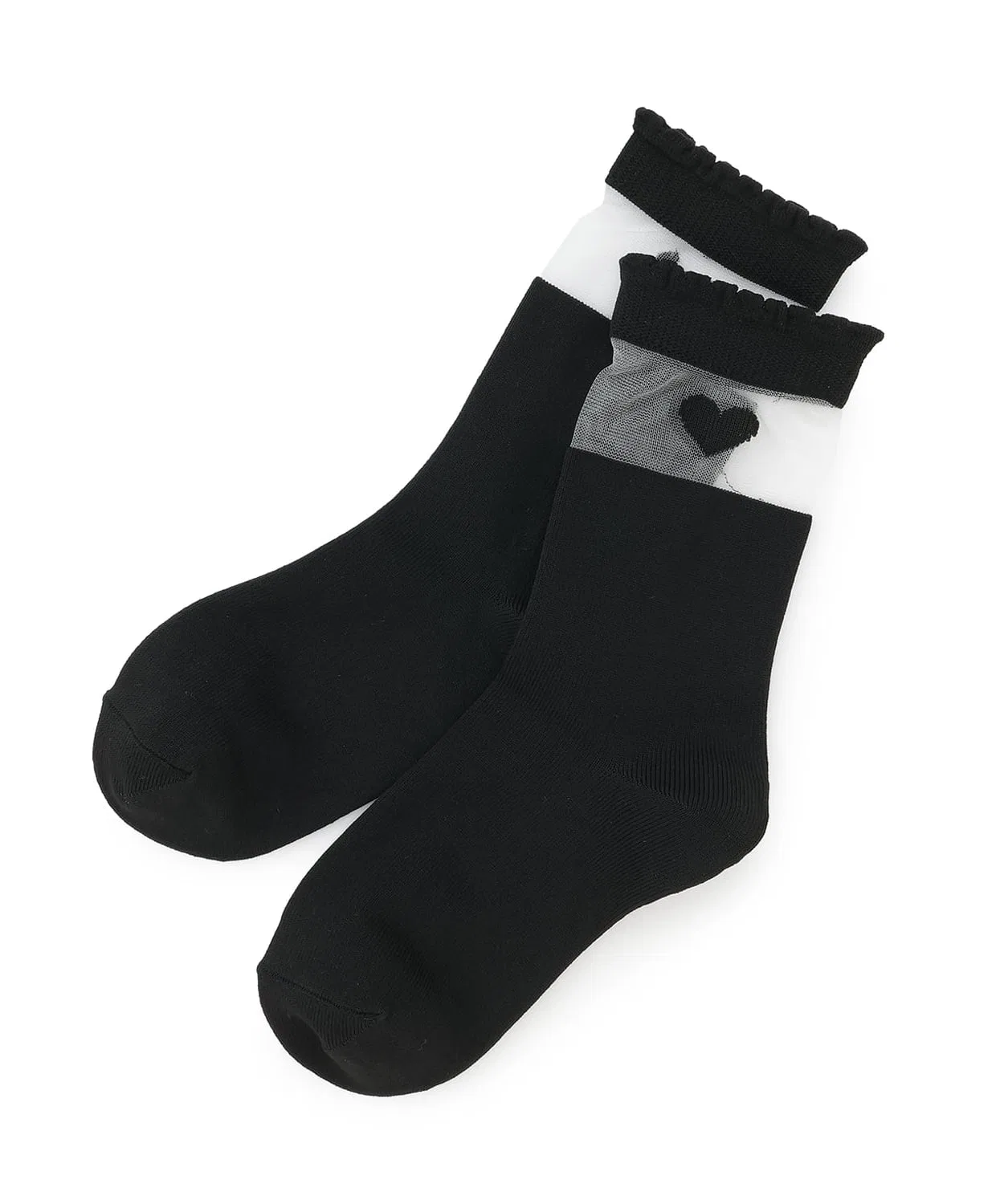 Детские носки с прозрачной вставкой и сердцем, модель Heart Sheer Socks, minimal, Black