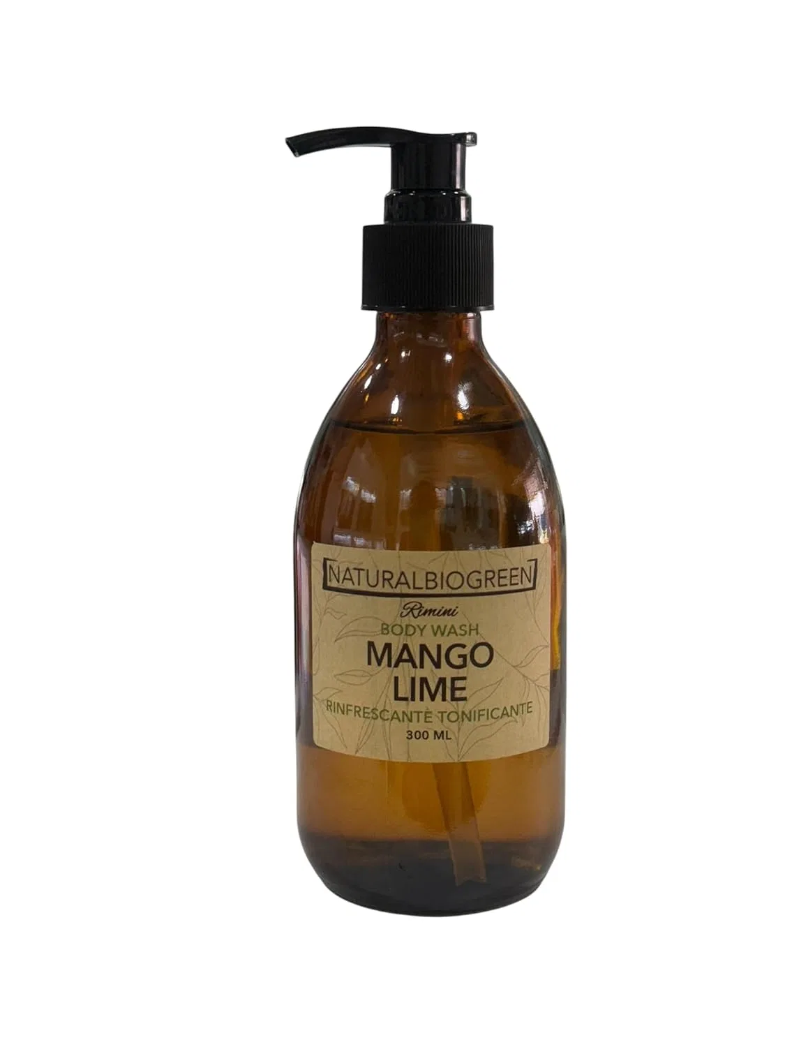 Гель для душа Mango and Lime Refreshing Invigorating Naturalbiogreen 300 мл, прозрачный