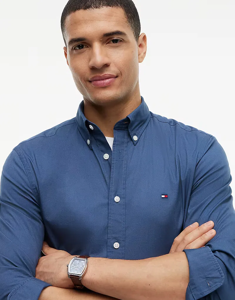 Рубашка Tommy Hilfiger Th flex regular fit из поплина, темно-синий — фото 3