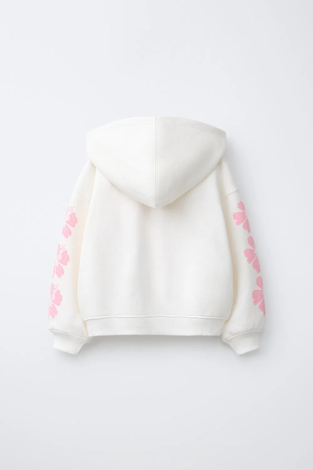 Худи с принтом гибискуса ZARA, Oyster-White — фото 2