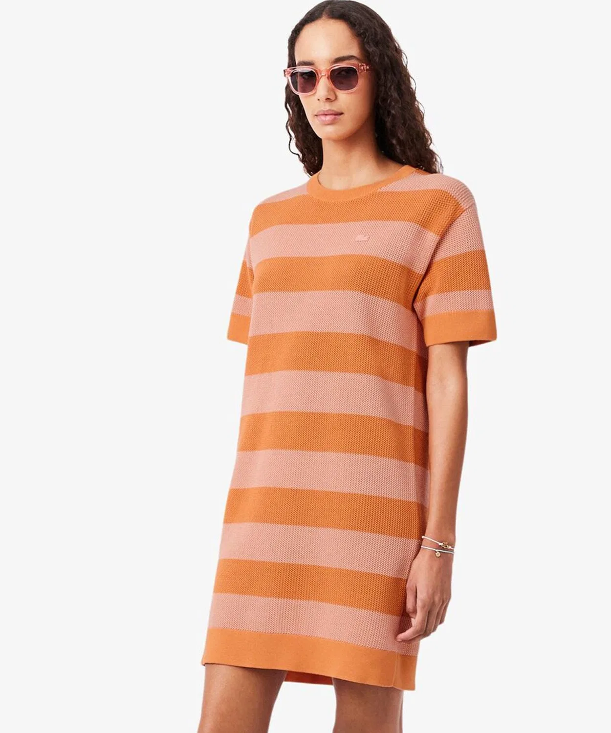 Женское платье-сетка с полосатым принтом LACOSTE, Orange