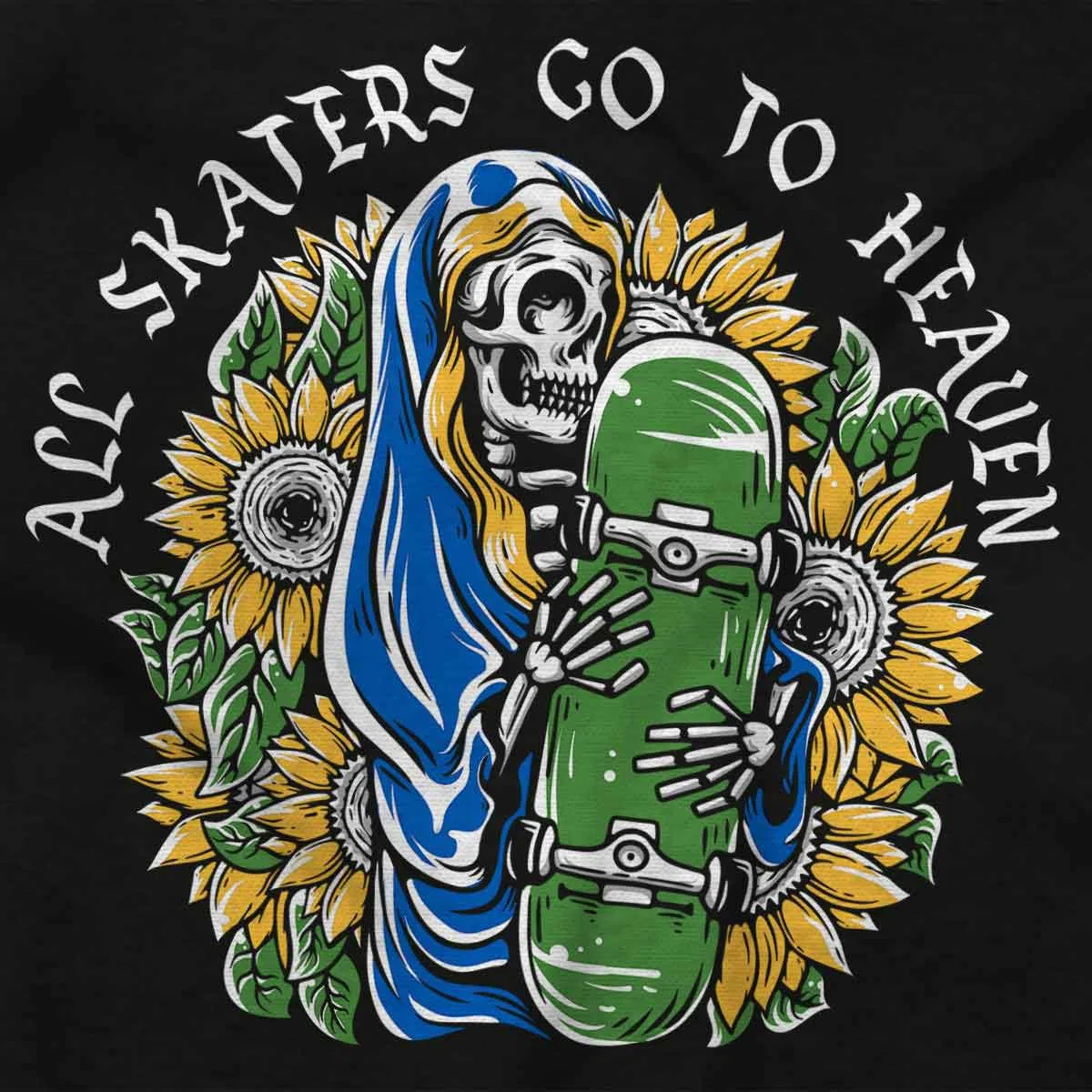 Детское боди для мальчиков с принтом Skeleton All Skaters Go To Heaven Brisco Brands, Black — фото 2