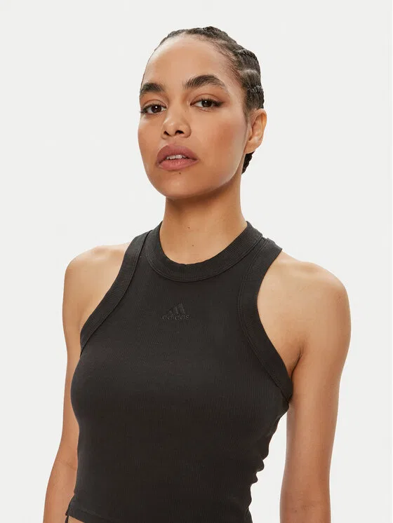 Топ slim fit Lounge Adidas, черный — фото 4