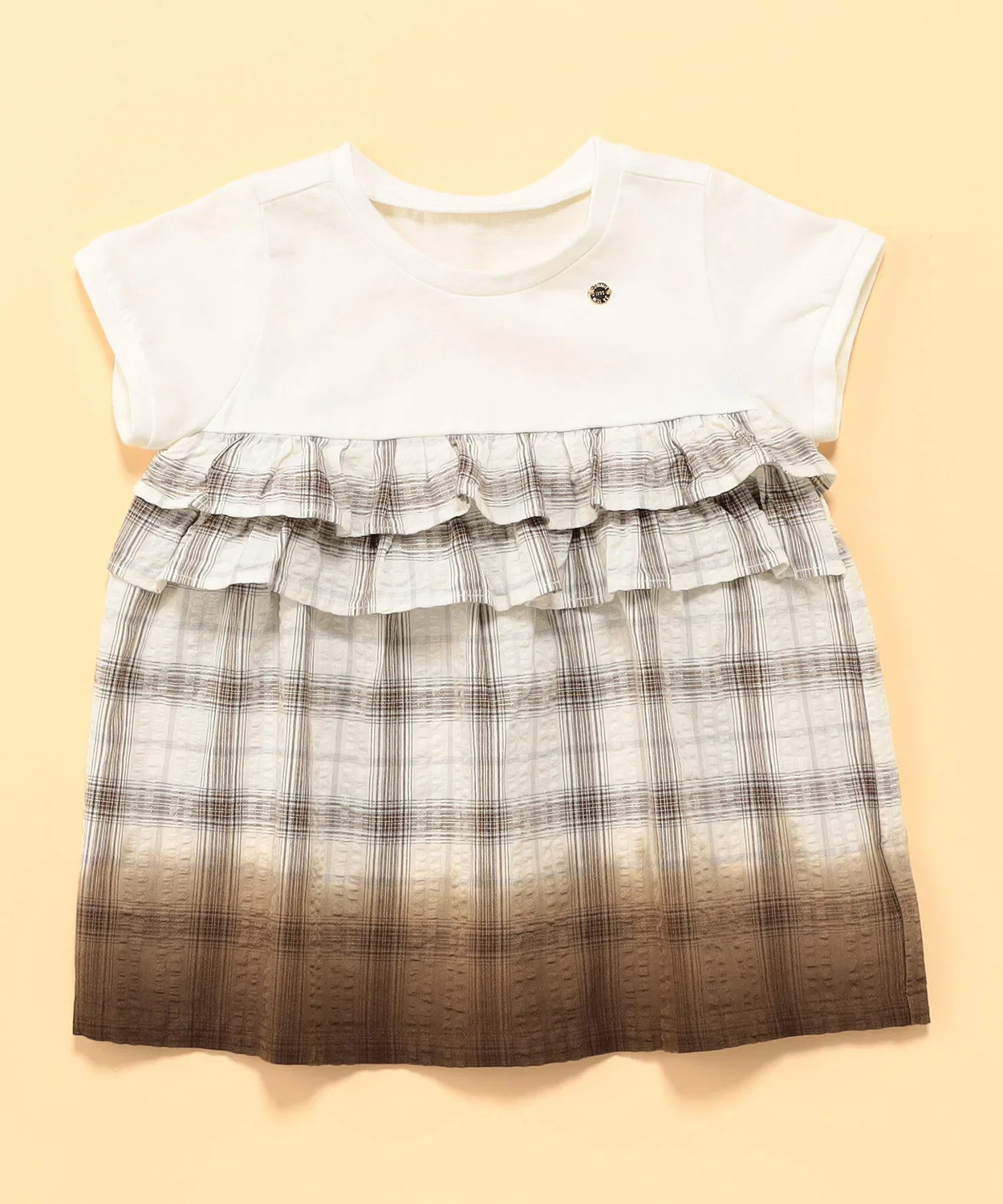 Детская туника-футболка с саччар-принтом и градиентом, модель Soccer Check Gradient COMME CA ISM, Brown