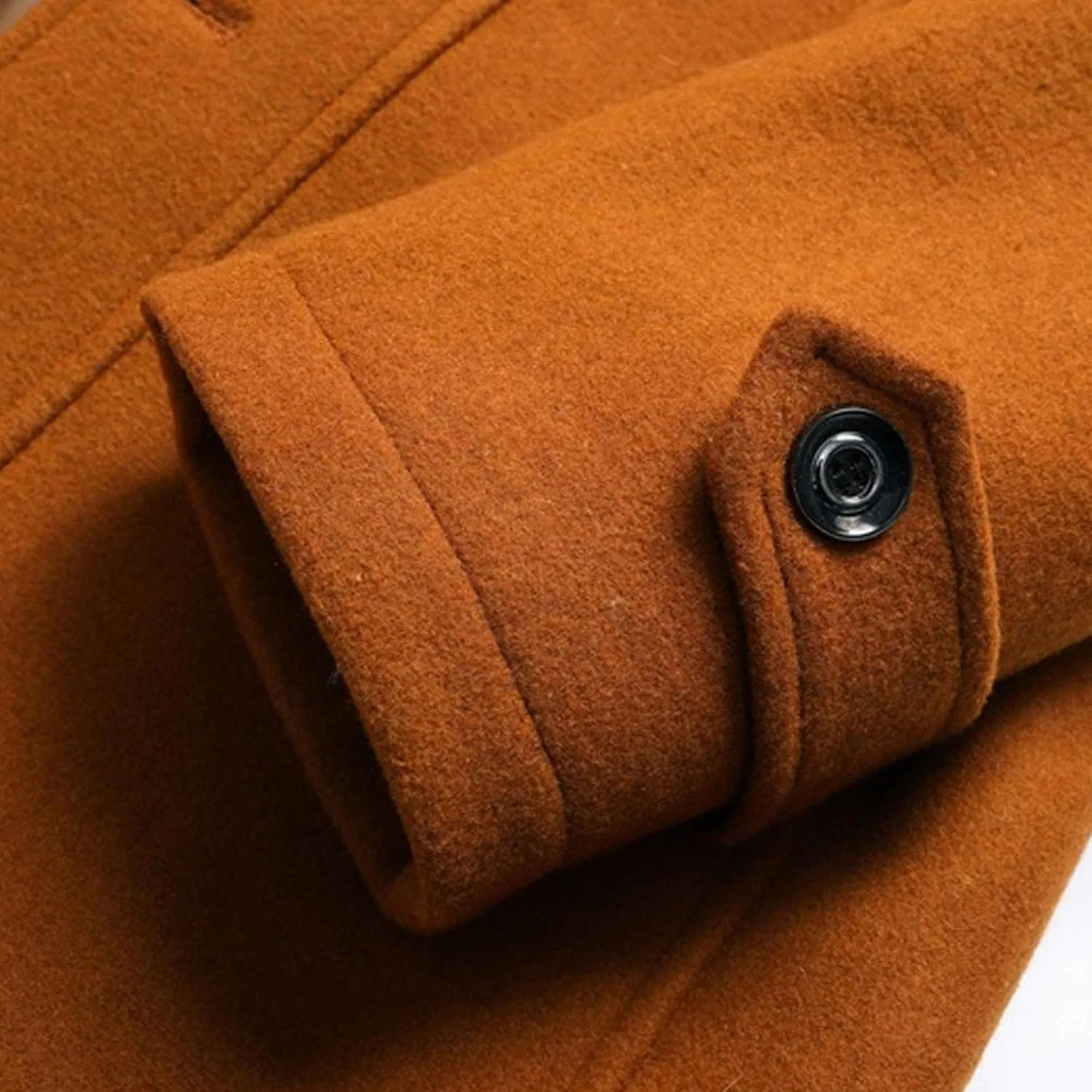 Мужское пальто с воротником-стойкой, однобортное, Slim Fit, кэмел — фото 4