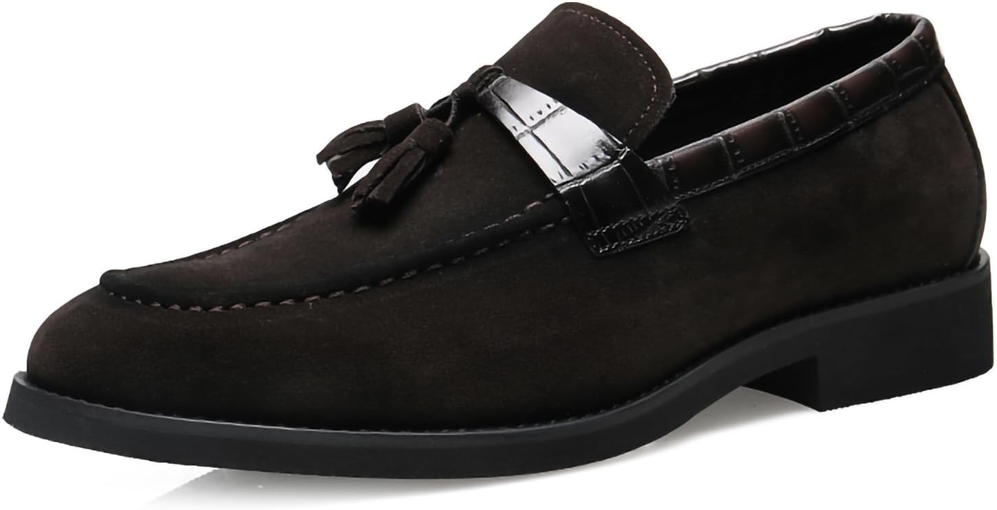 

Мужские лоферы с кисточками из замши и искусственной кожи - легкие туфли на подошве из ПУ, без шнурков, для свадьбы, работы, выпускного, церкви и повседневной носки Generic, темно-коричневый