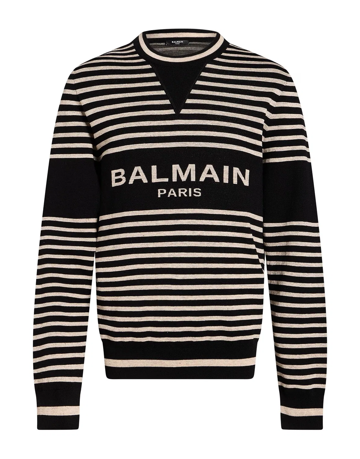 Мужской свитер джерси с принтом Balmain, черный