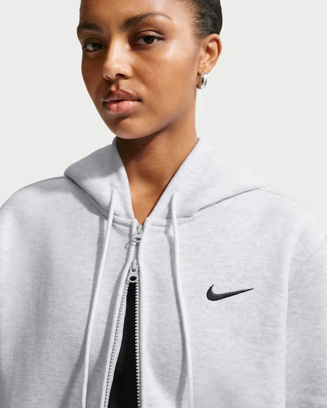 Женская толстовка на молнии Nike Studio Fleece Medium Weight, Birch Heather/Black — фото 3