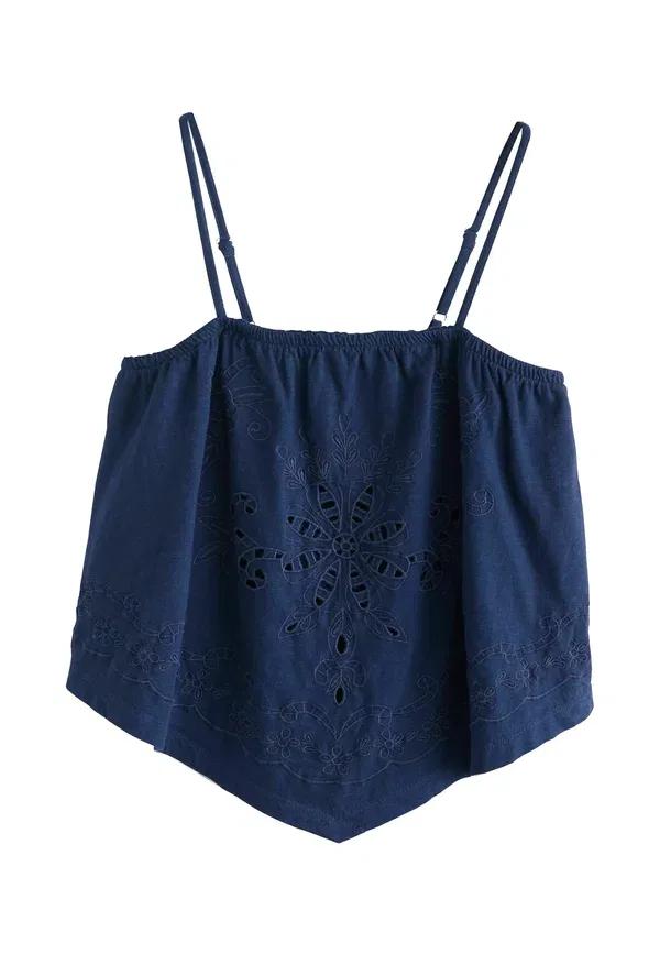 Топ с вышивкой Regular fit - broderie sleeveless bandana cami Next, темно-синий — фото 4