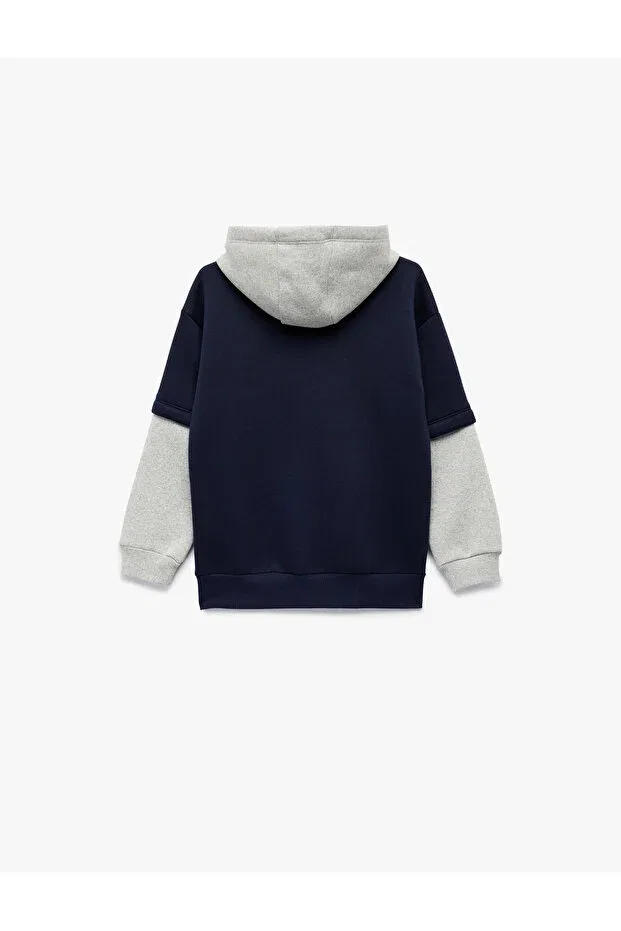Детское худи для мальчиков с принтом Oversize College Koton, Navy Blue — фото 2