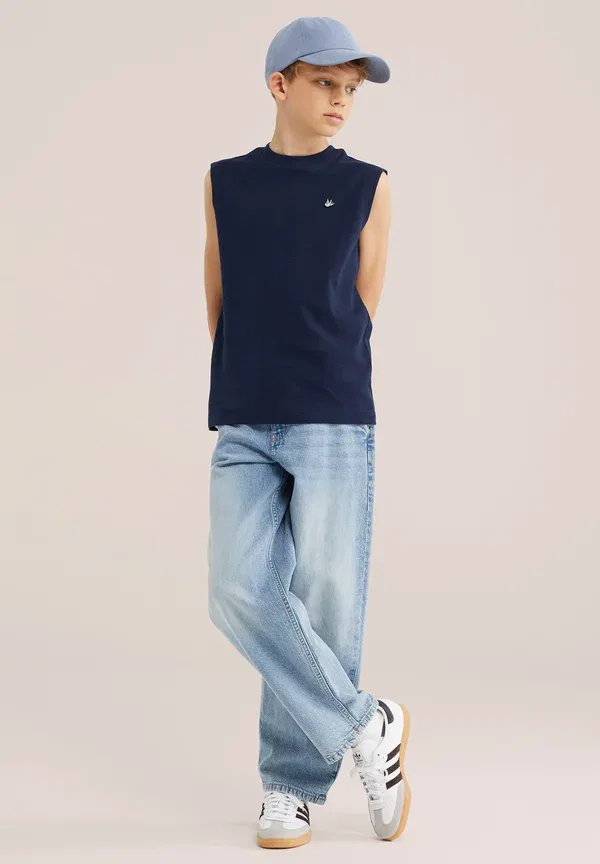 Топ хлопковый We Fashion, dark blue, темно-синий